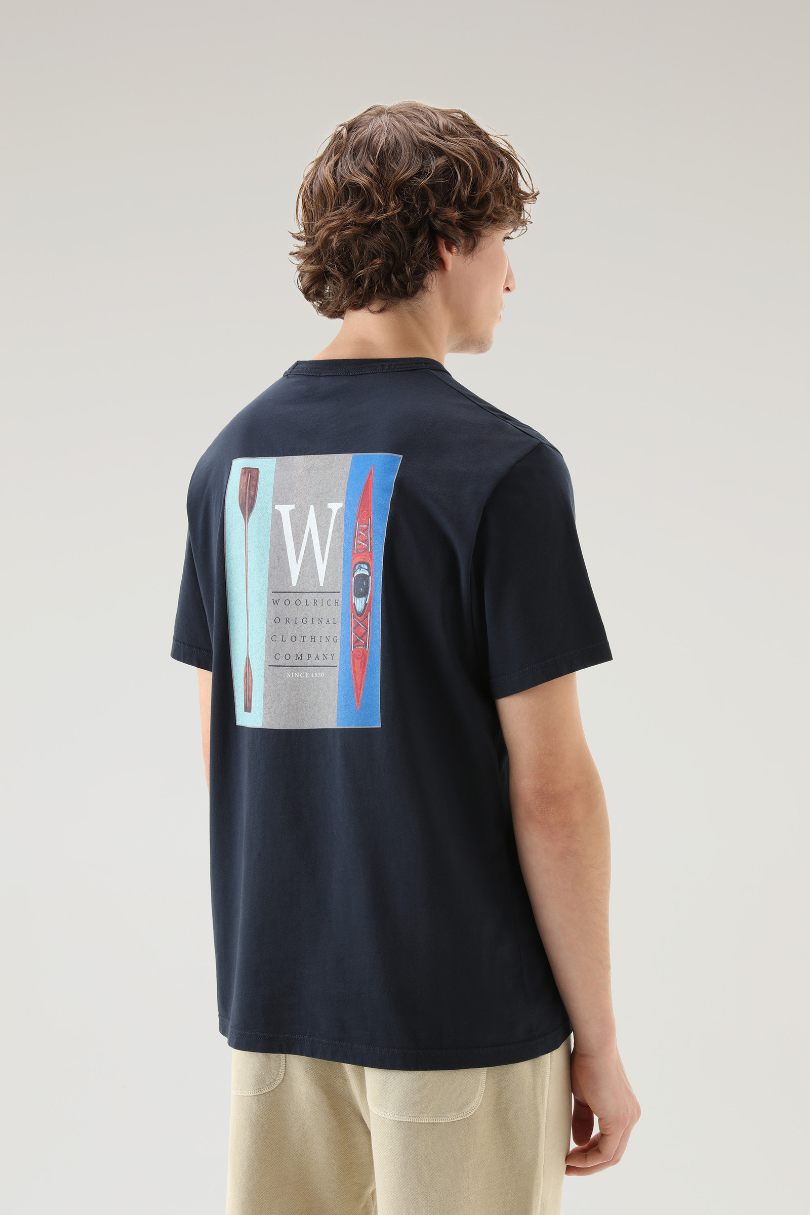 Lakeside T-shirt aus reinem Baumwolljersey mit Aufdruck auf der Rückseite blau photo 3 | Woolrich