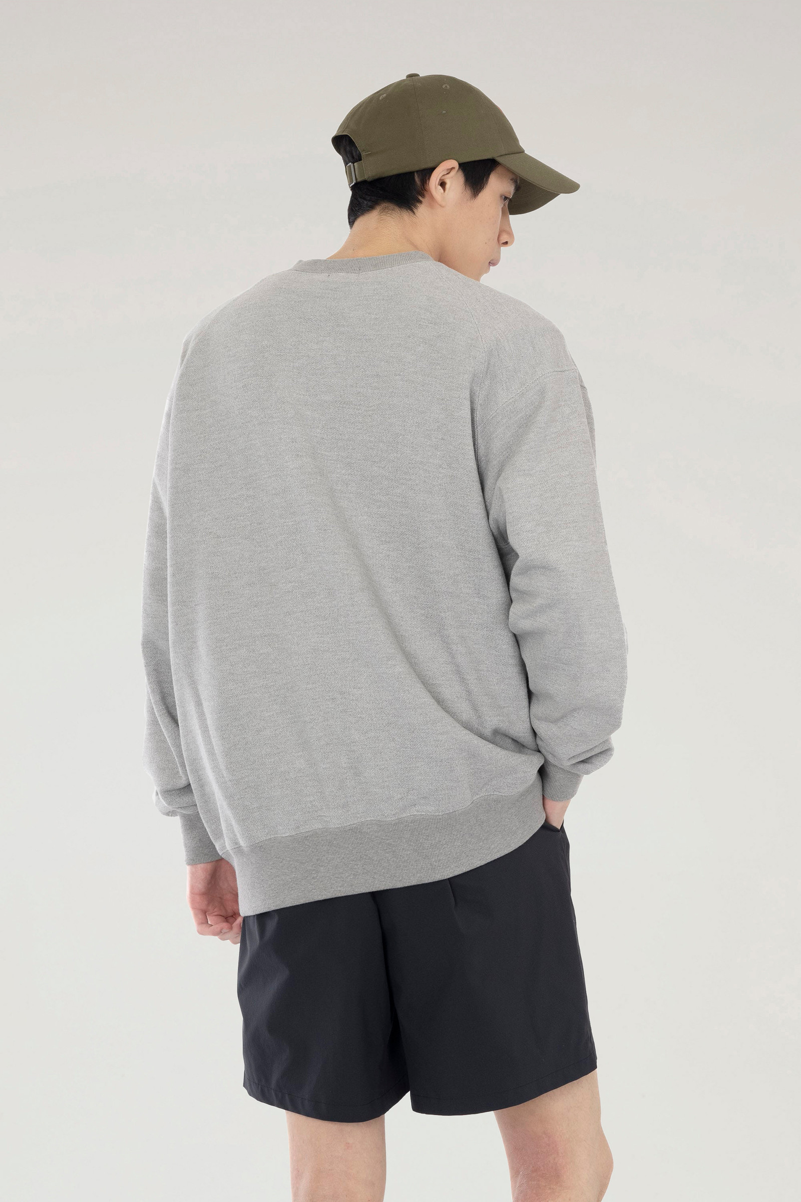Crewneck Sweatshirt in a Cotton Fleece and Cordura Nylon Blend Grey photo 2 | Woolrich