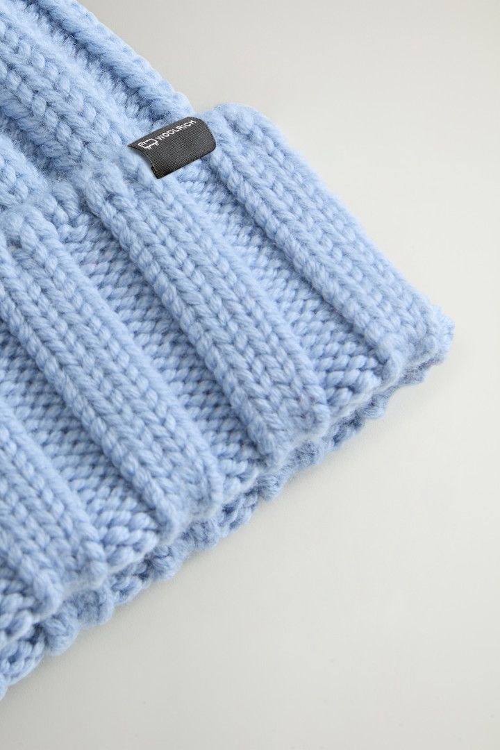 Beanie in Pure Virgin Wool with Cashmere Pom-Pom Blue photo 3 | Woolrich