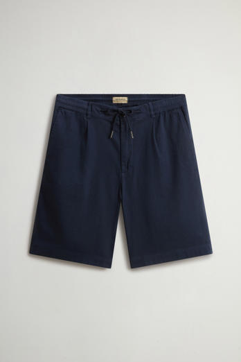 Garment-Dyed Milton Shorts in Cotton and Linen Blend Blue photo 1 | Woolrich