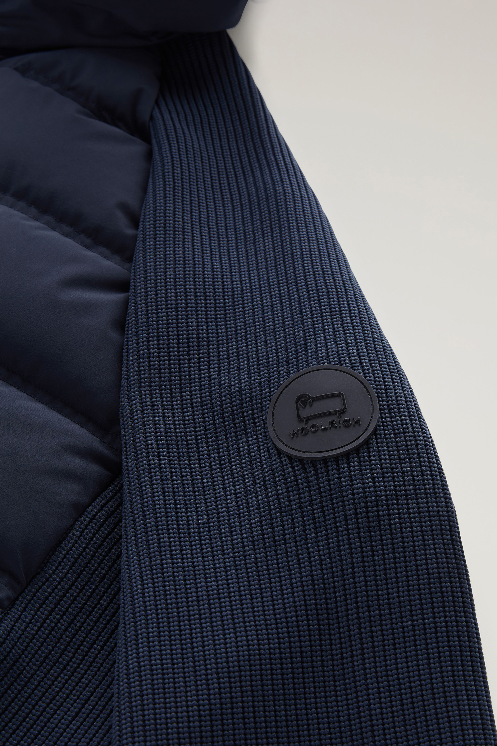 Bering Hooded Hybrid Jacket in Stretch Nylon Blue photo 7 | Woolrich