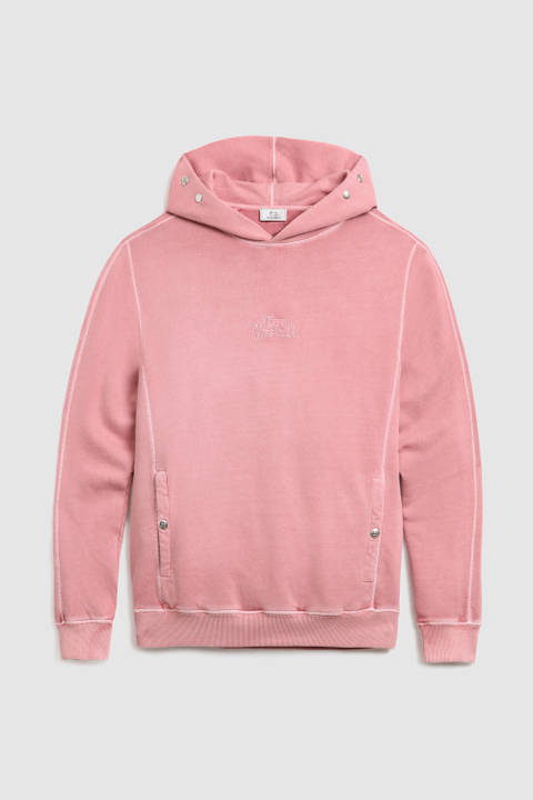 Hoodie in Garment-Dyed Cotton Pink | Woolrich