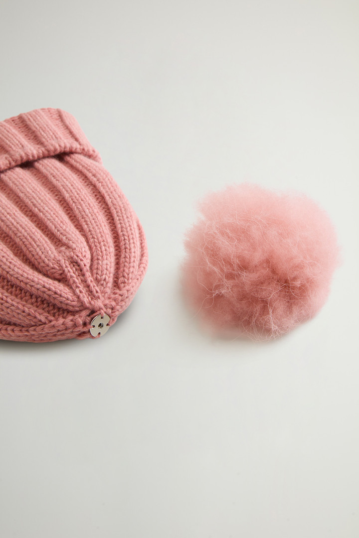 Beanie voor meiden van zuivere scheerwol met kasjmieren pompom Roze photo 4 | Woolrich