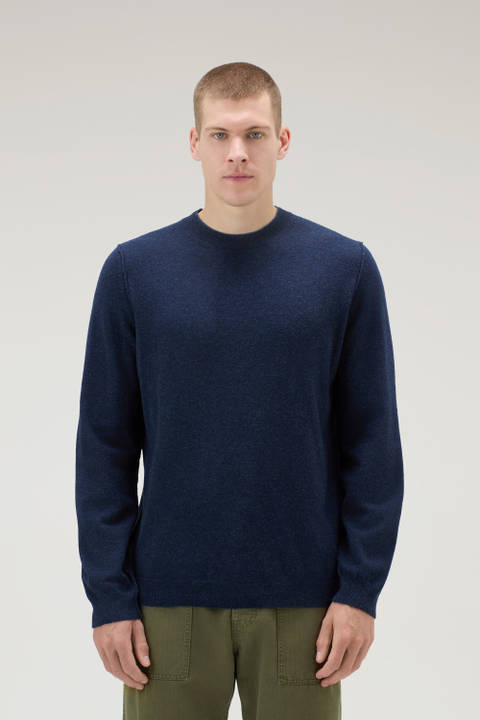 Crewneck Sweater in Merino Wool Blend Blue | Woolrich