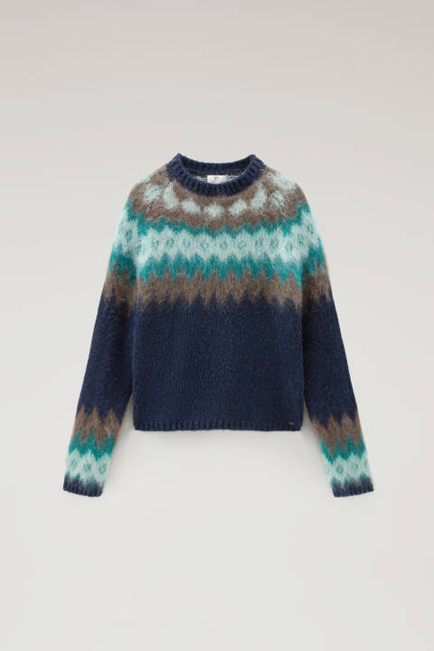 Fair Isle Pullover in Wool and Mohair Blend Blue photo 2 | Woolrich
