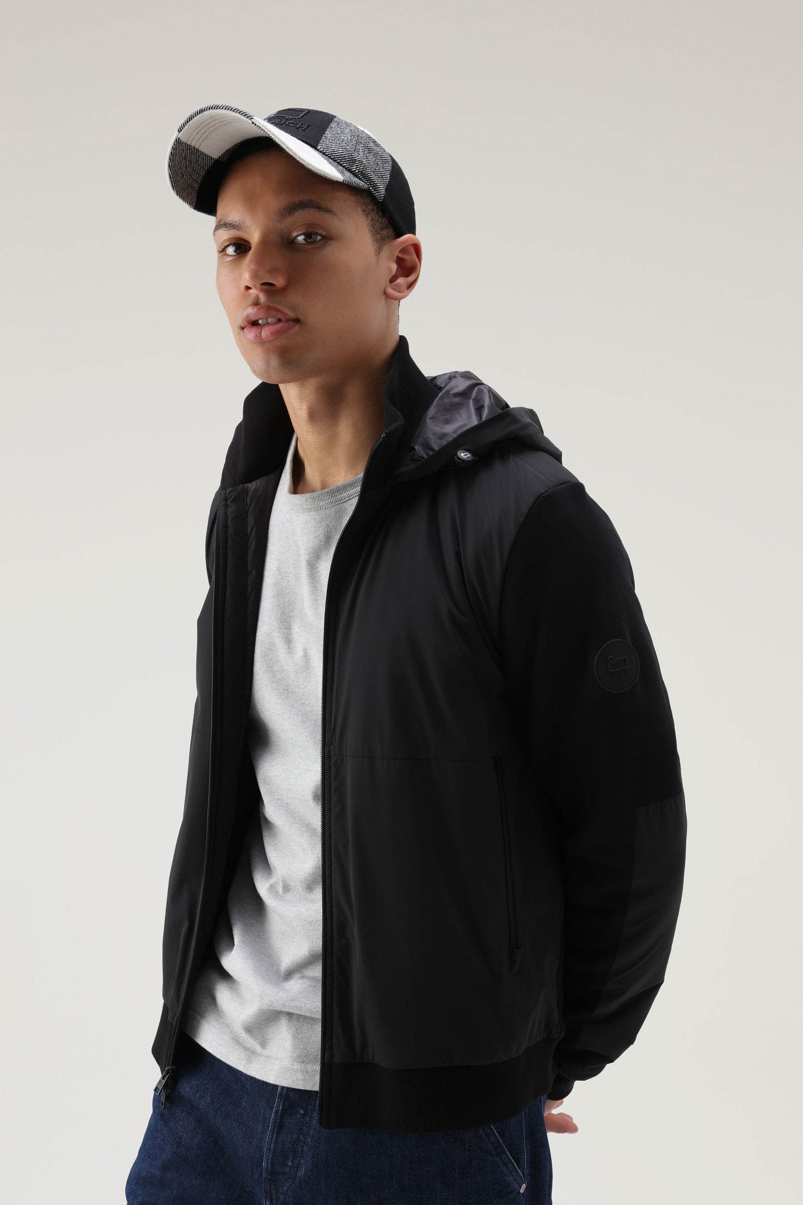 Microfibre and Cotton Hoodie Black photo 5 | Woolrich