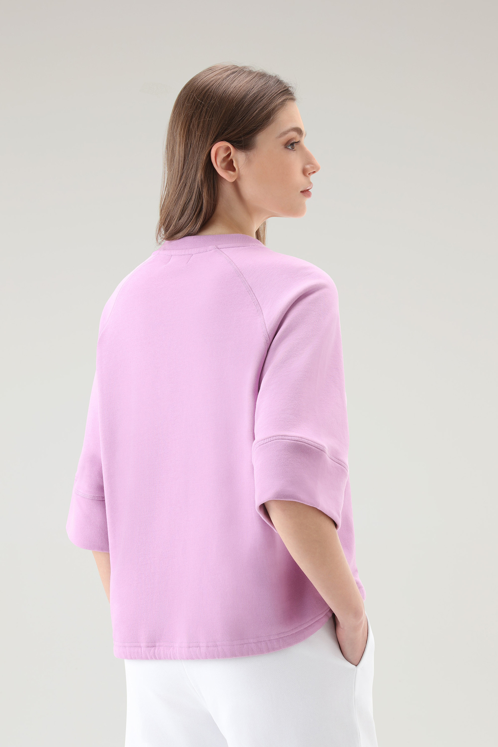 Pure Cotton Crewneck with Three Quarter Sleeves Pink photo 3 | Woolrich