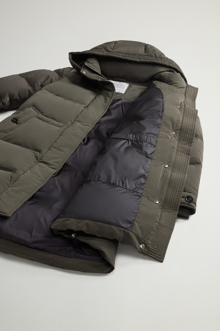 Hooded Alsea Down Jacket in Stretch Nylon Green photo 10 | Woolrich