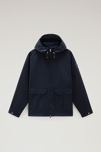 Cruiser Jacket in Ramar Cloth with Hood Blue | Woolrich