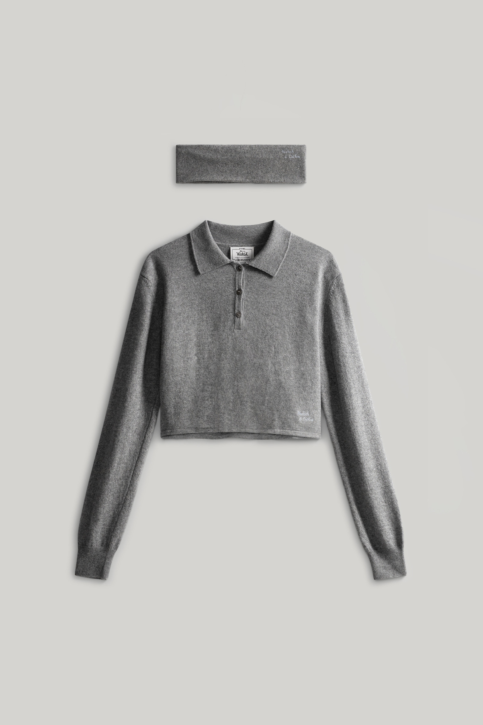 Crop polo in misto lana vergine con fascia abbinata - Daniëlle Cathari / Woolrich grigio photo 5 | Woolrich
