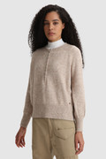 Stretch Henley Sweater in wool blend