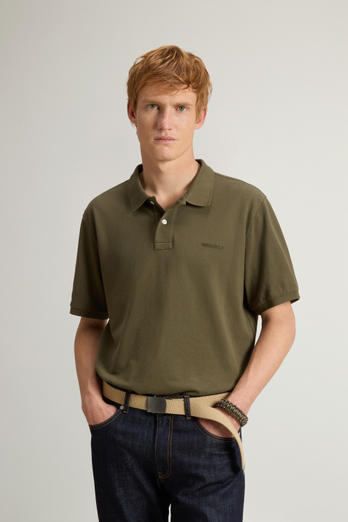 Pure Cotton Pique Polo Green | Woolrich