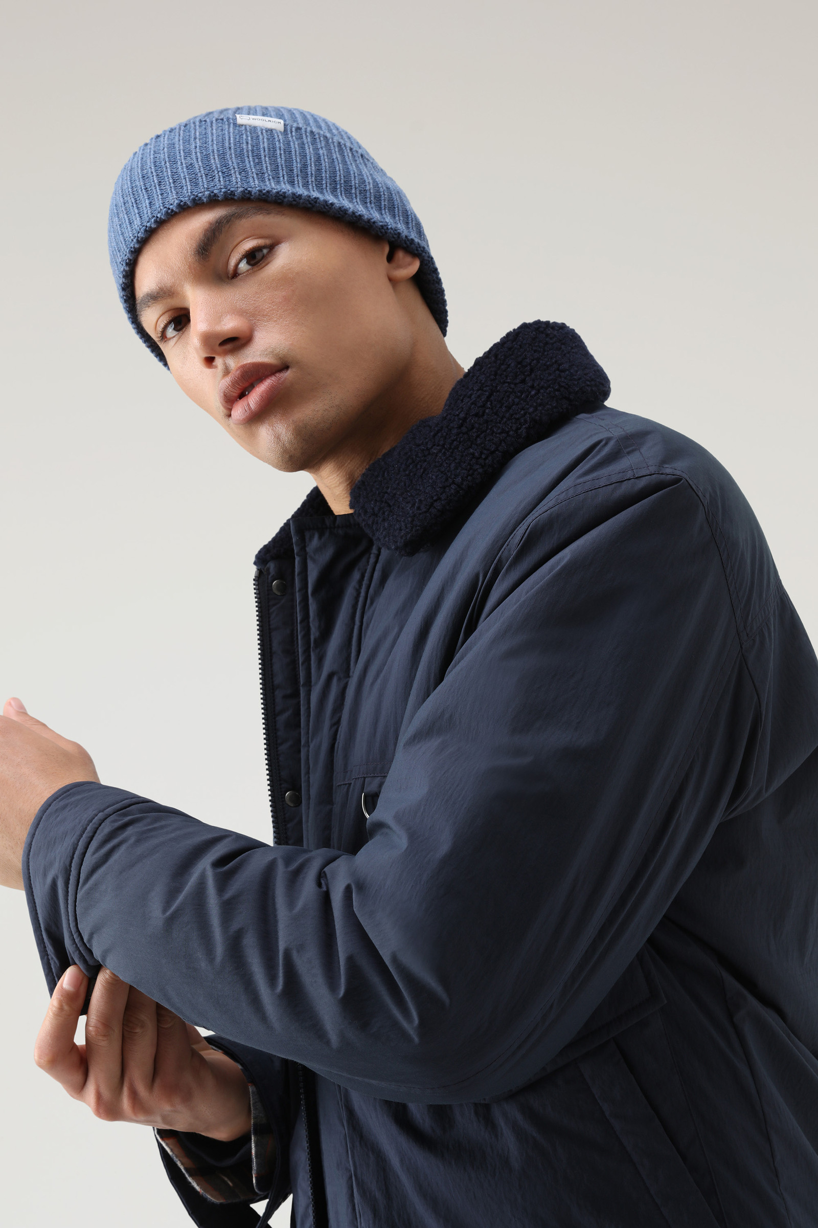 Men's Ripstop Trucker Jacket with Sherpa Wool Lining Blue