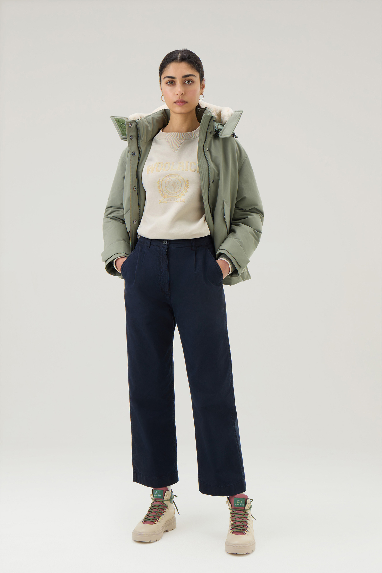 Ivy Sweater van katoenmix met ronde hals wit photo 2 | Woolrich