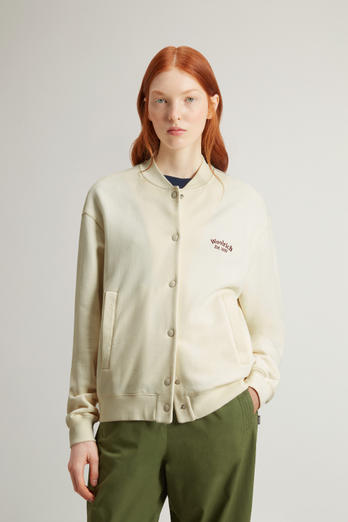 Pure Cotton College Sweatshirt with Buttons White | Woolrich