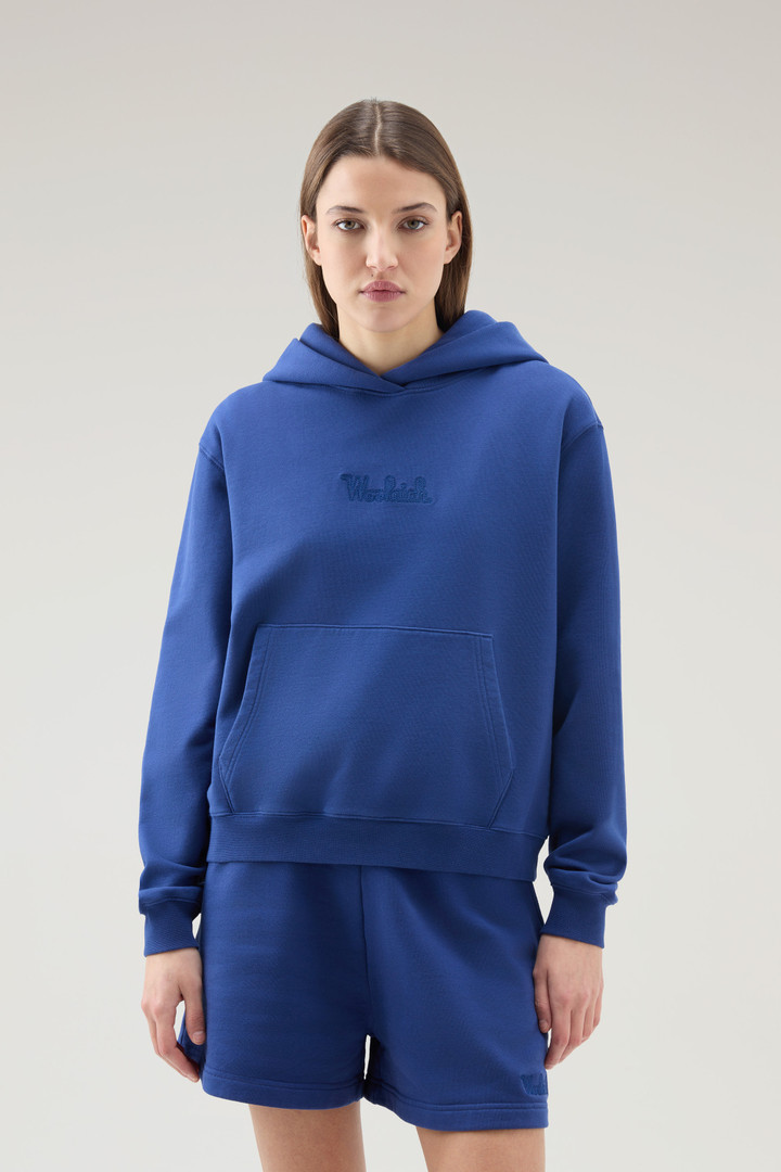 Zuiver katoenen sweater met capuchon met geborduurd logo Blauw photo 1 | Woolrich