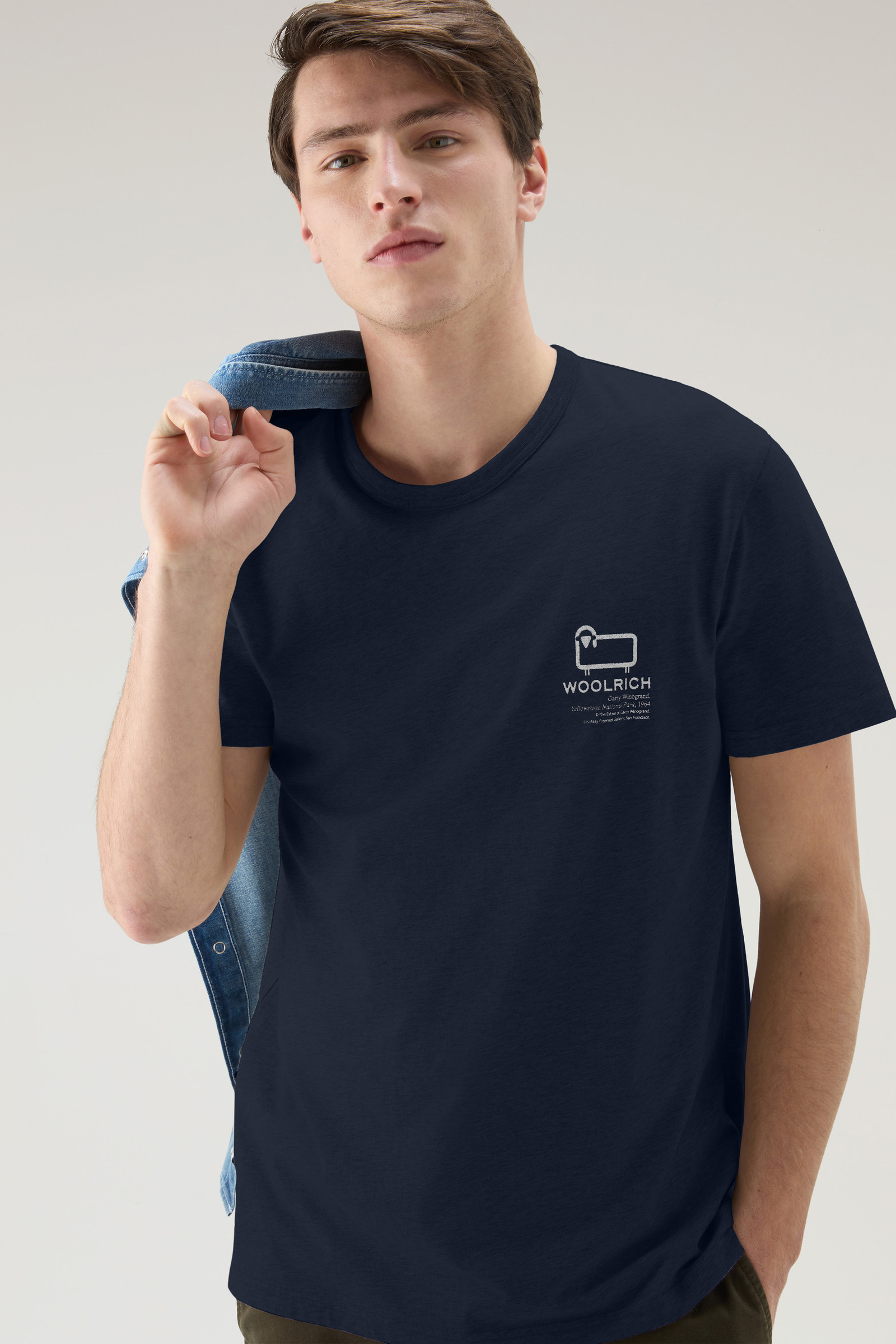 T-shirt en pur coton avec imprimé Yellowstone bleu photo 4 | Woolrich