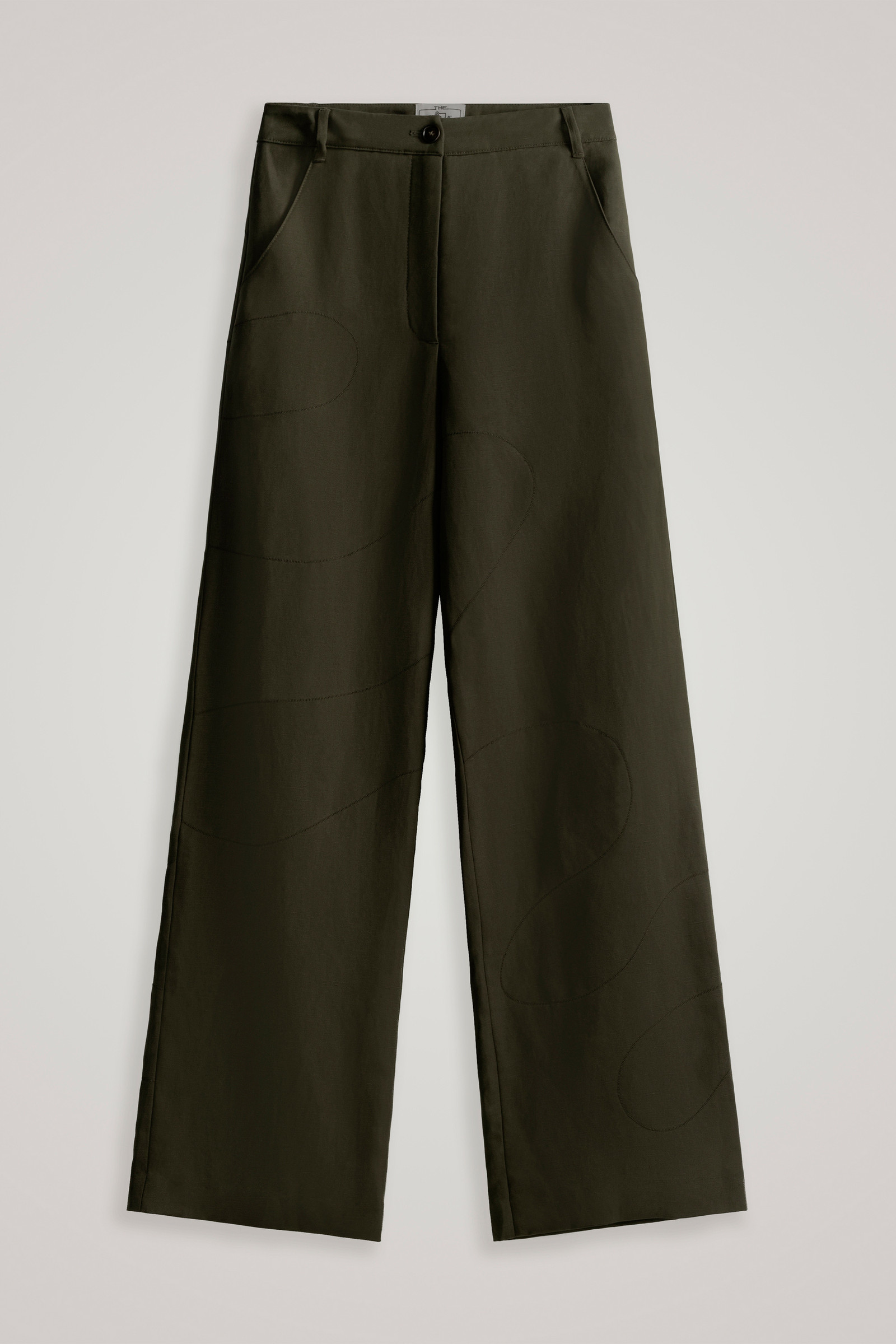 Pantalones de pernera ancha, de mezcla de lino, y con bordados de Daniëlle Cathari / Woolrich verde photo 6 | Woolrich