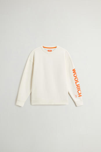 Teen Boys’ Crewneck Sweatshirt in Brushed Pure Cotton White | Woolrich
