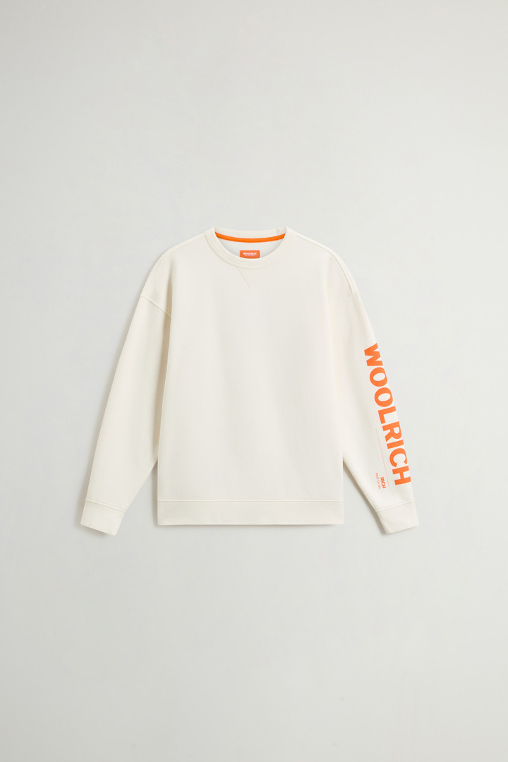Teen Boys’ Crewneck Sweatshirt in Brushed Pure Cotton White photo 1 | Woolrich