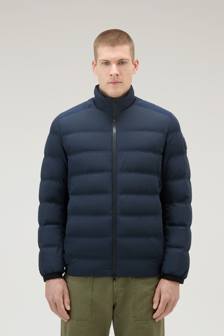 Woolrich Men Bering Down Jacket in Stretch Nylon Blue Size S