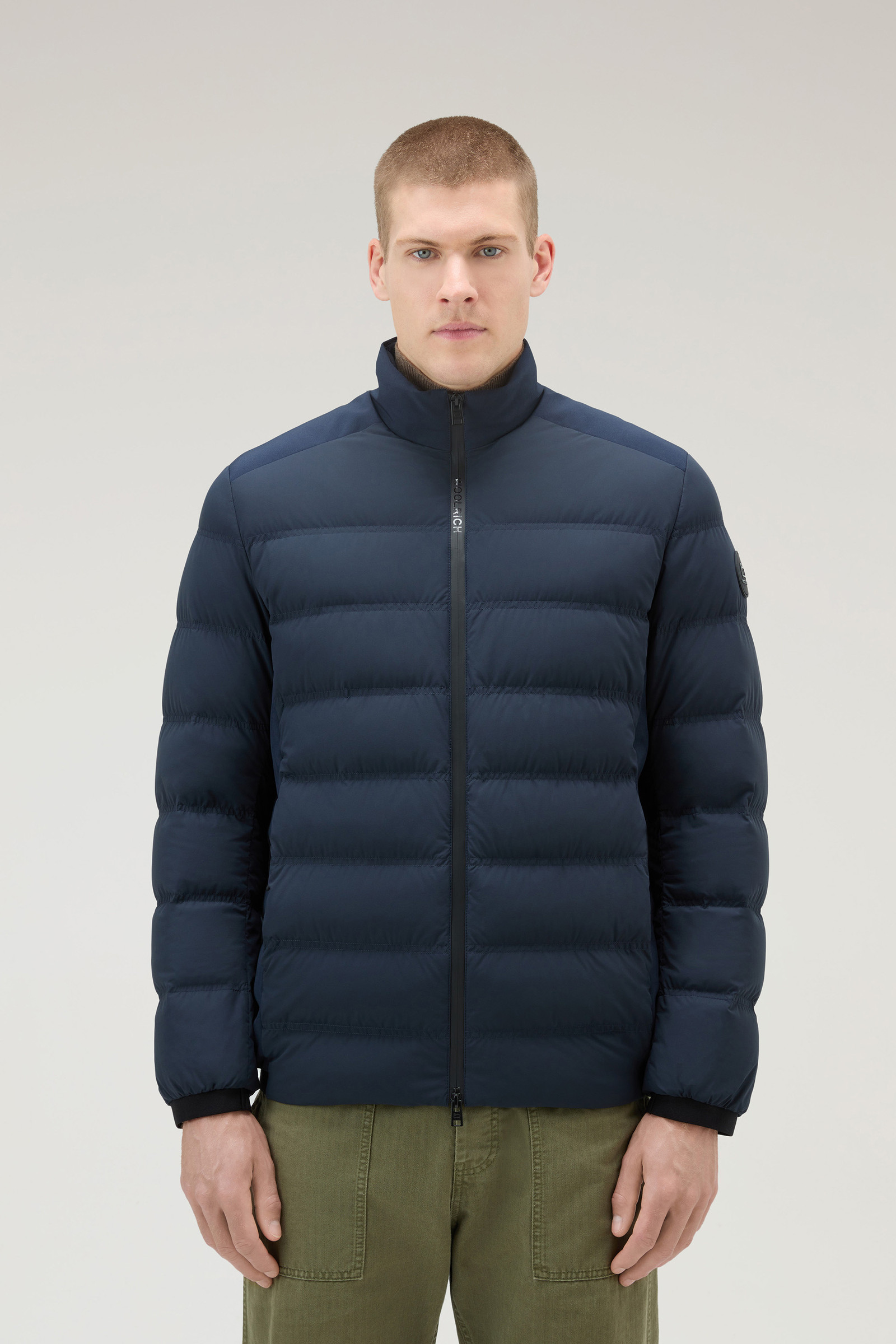 Men's Bering Down Jacket in Stretch Nylon Blue | Woolrich USA
