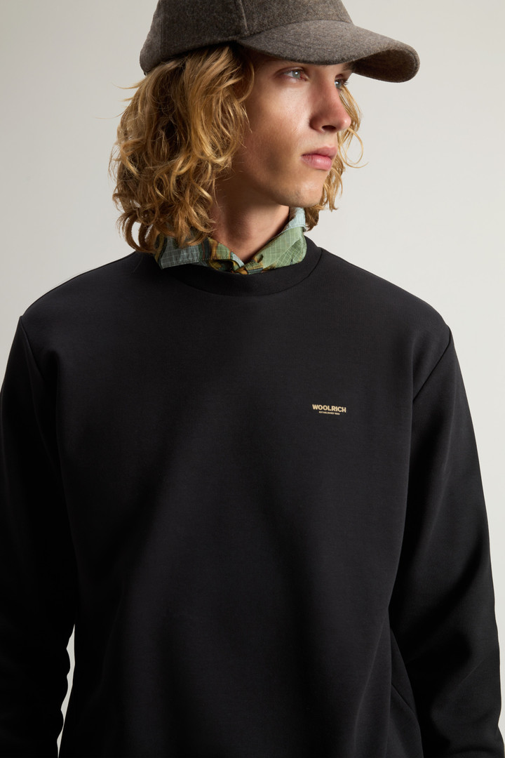 Felpa girocollo in misto cotone interlock con logo Nero photo 4 | Woolrich