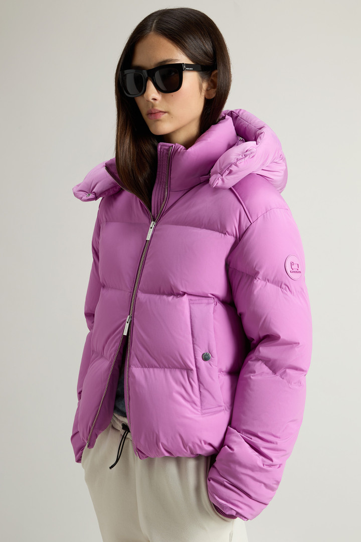 Short Alsea Down Jacket in Stretch Nylon with Detachable Hood Pink photo 5 | Woolrich