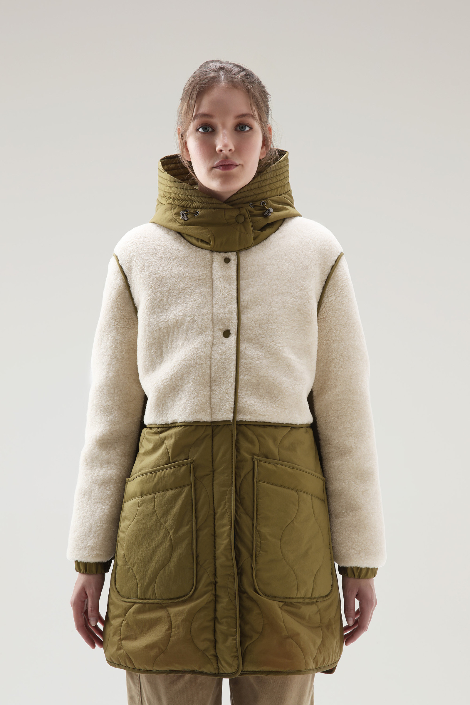 Women's Alba Parka in Crinkle Nylon and Sherpa Green | Woolrich USA