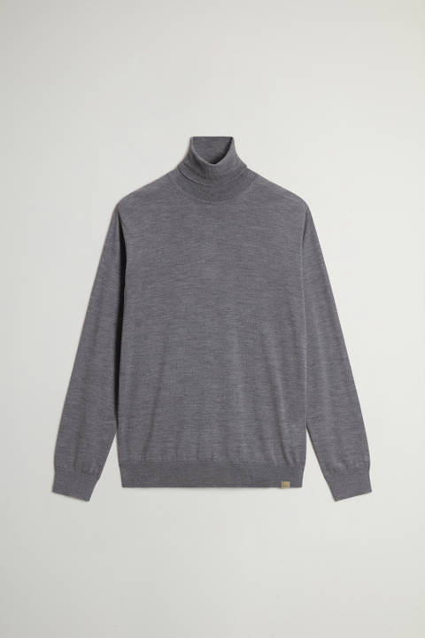 Rollkragen-Pullover aus reiner Merino-Schurwolle Grau photo 2 | Woolrich