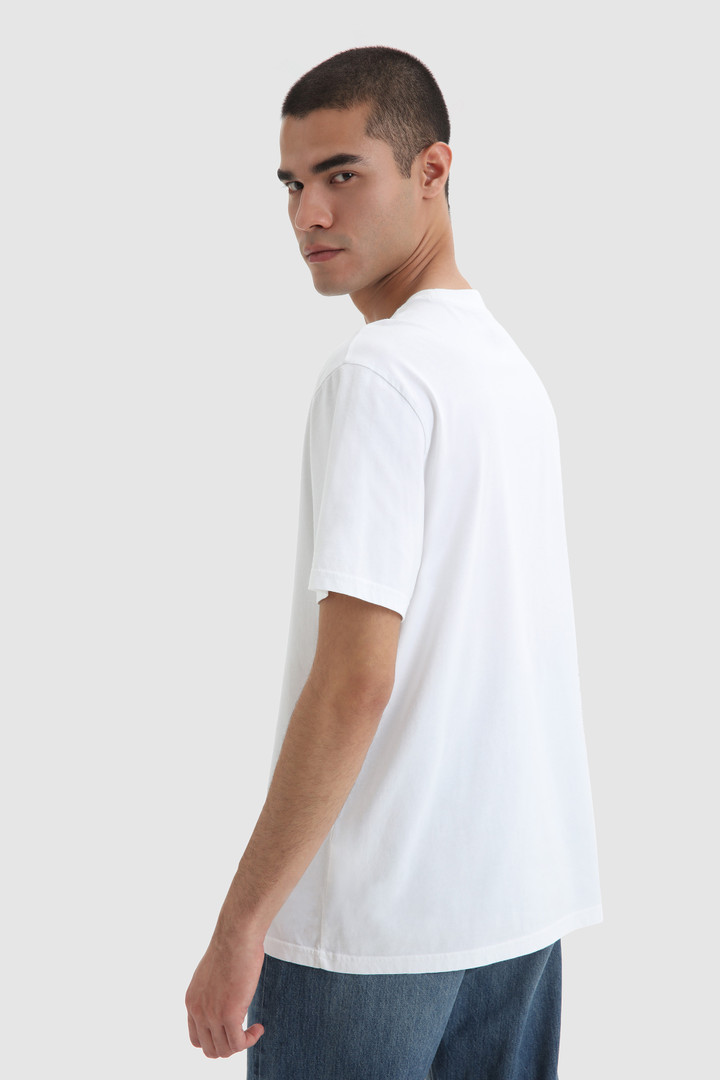 T-Shirt with Mountain Logo White photo 3 | Woolrich