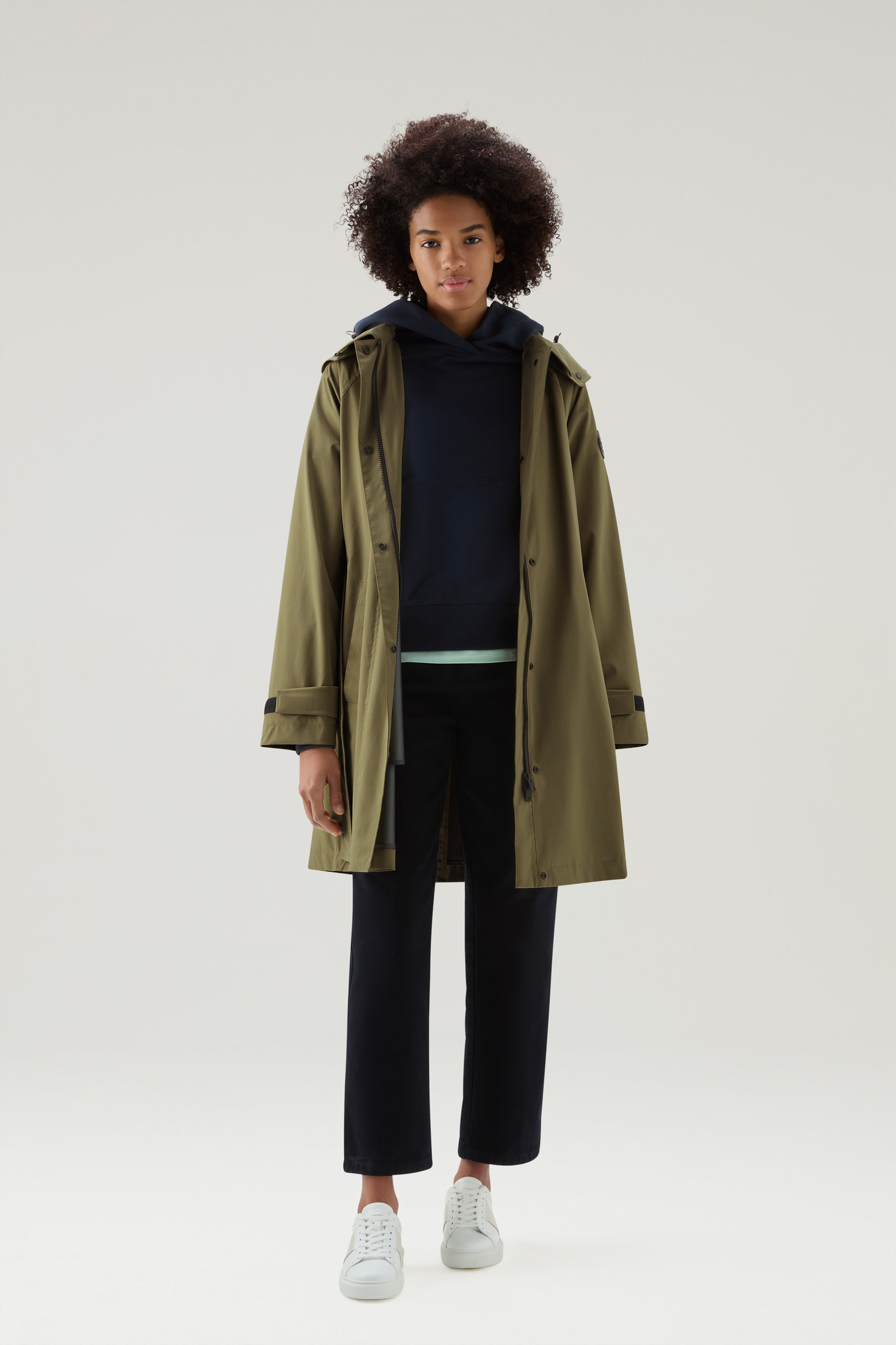 Fayette Light Trench Coat with Detachable Hood Green photo 2 | Woolrich