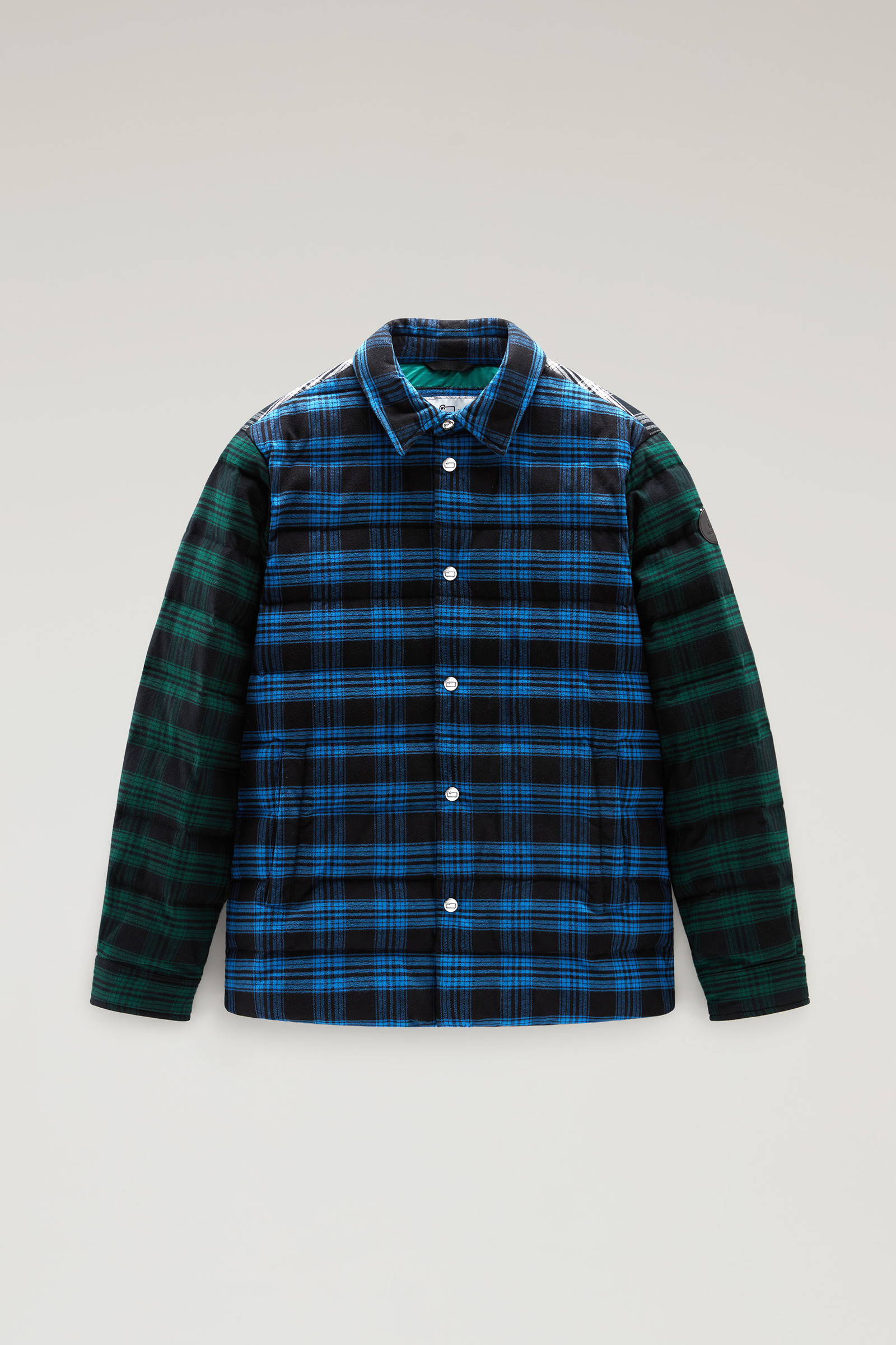 Padded Check Patchwork Overshirt Blue | Woolrich USA