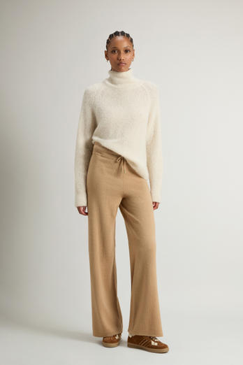 Wide-Leg Pants in Virgin Wool and Cashmere Blend Beige | Woolrich