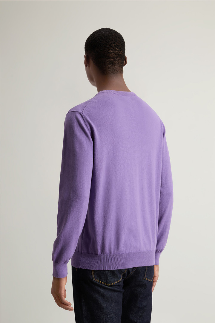 Crewneck Sweater in Pure Cotton with Embroidered Logo Purple photo 3 | Woolrich