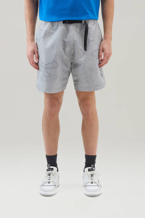 Shorts in Ripstop Fabric with Print Gray | Woolrich