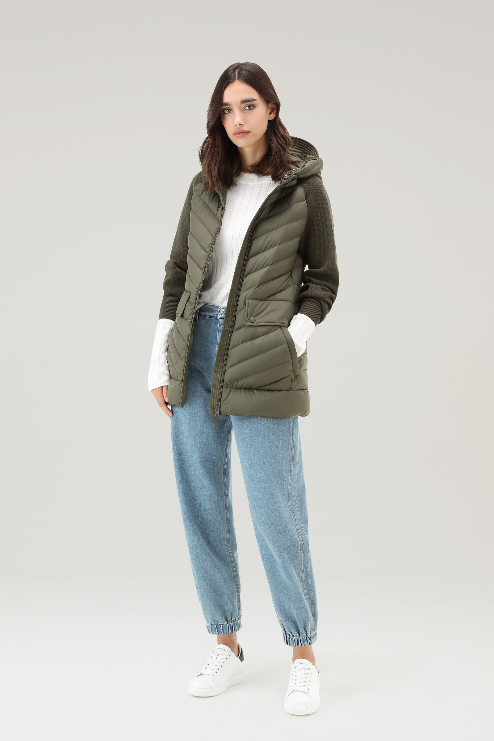 Quilted Hybrid Jacket with Detachable Hood Green photo 2 | Woolrich