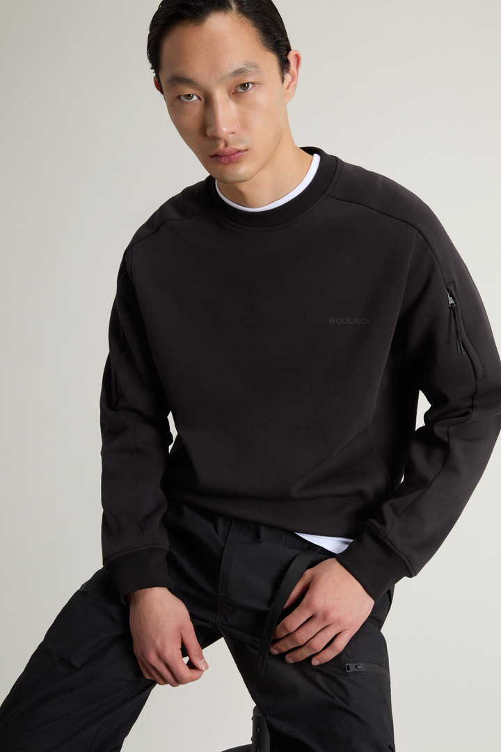 Crewneck Sweatshirt in Cotton Blend with Printed Logo Black photo 4 | Woolrich