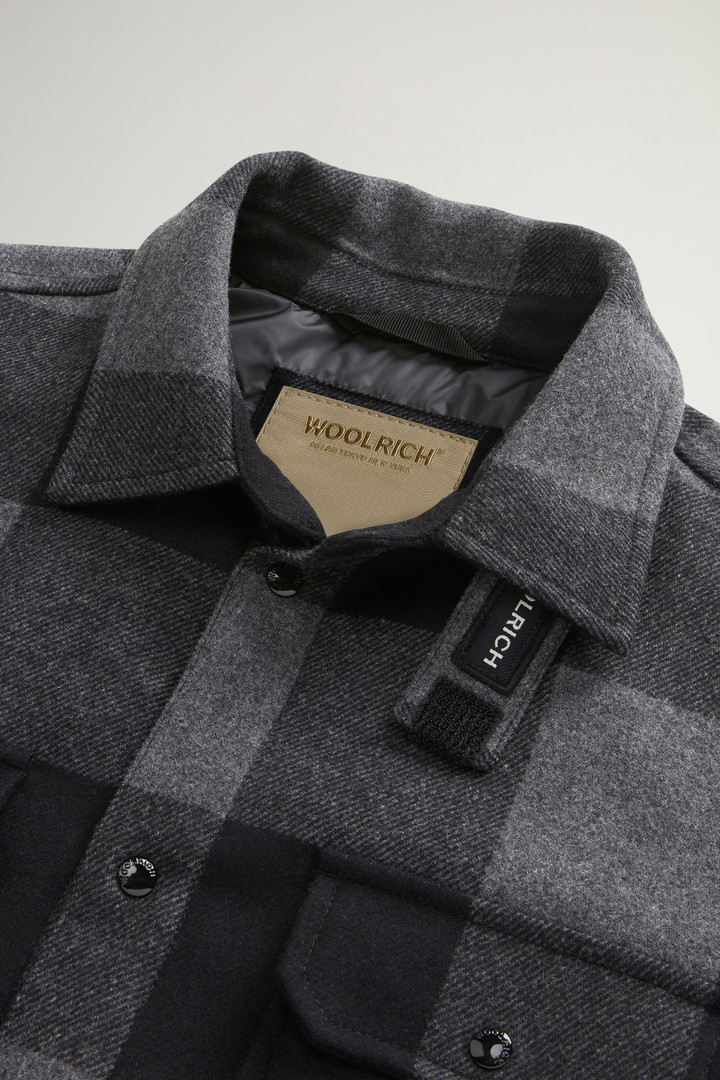 Alaskan Padded Overshirt in Checked Italian Wool Blend Black photo 6 | Woolrich