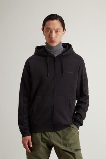 Cotton Hoodie with Reflective Logo Black | Woolrich