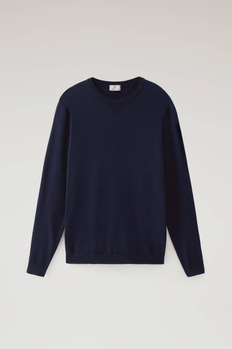 Sweater mit Rundhalsausschnitt aus reiner Baumwolle Blau photo 2 | Woolrich