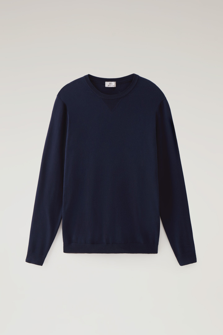 Pure Cotton Crewneck Sweater Blue photo 5 | Woolrich
