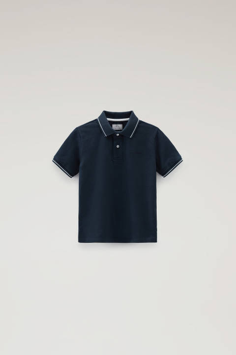 Boys' Monterey Polo in Stretch Cotton Piquet Blue | Woolrich