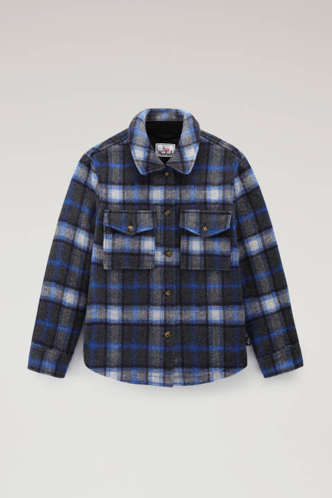 Pemberton Check Overshirt in Wool Blend Flannel Blue | Woolrich