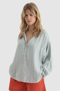 Striped linen blend blouse