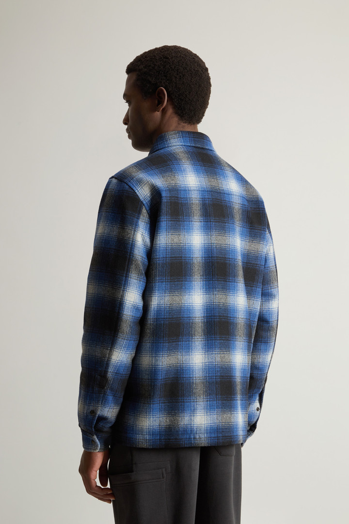 Alaskan Padded Overshirt in Checked Italian Wool Blend Blue photo 3 | Woolrich