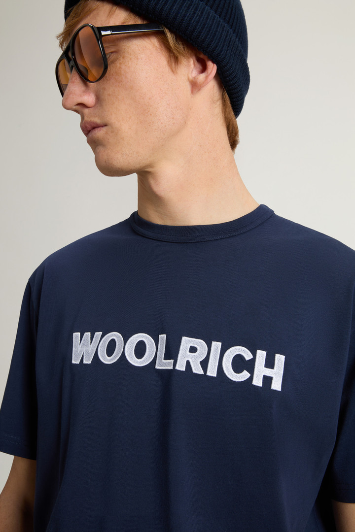 Pure Cotton T-Shirt with Embroidered Logo Blue photo 4 | Woolrich