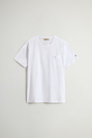 Tシャツ・カットソー WOOLRICH Men T-shirt White CFWOTE0165MRUT4095 8887 Men's Pure Linen T-Shirt with Embroidered Logo white