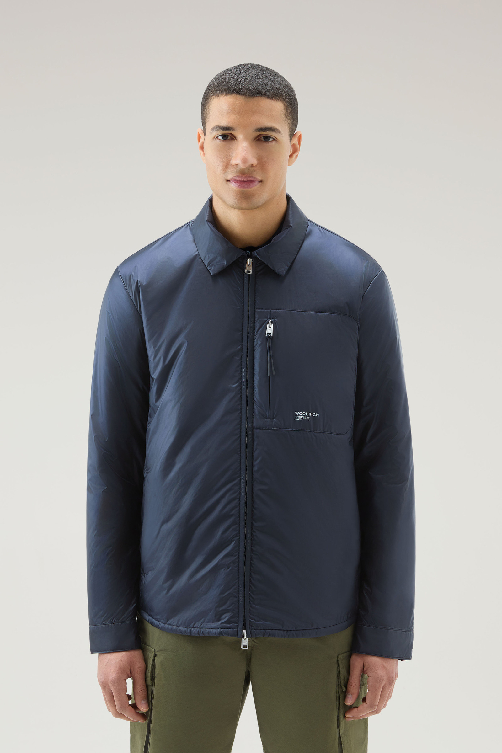 Men's Padded Overshirt in Recycled Pertex Quantum Blue | Woolrich USA