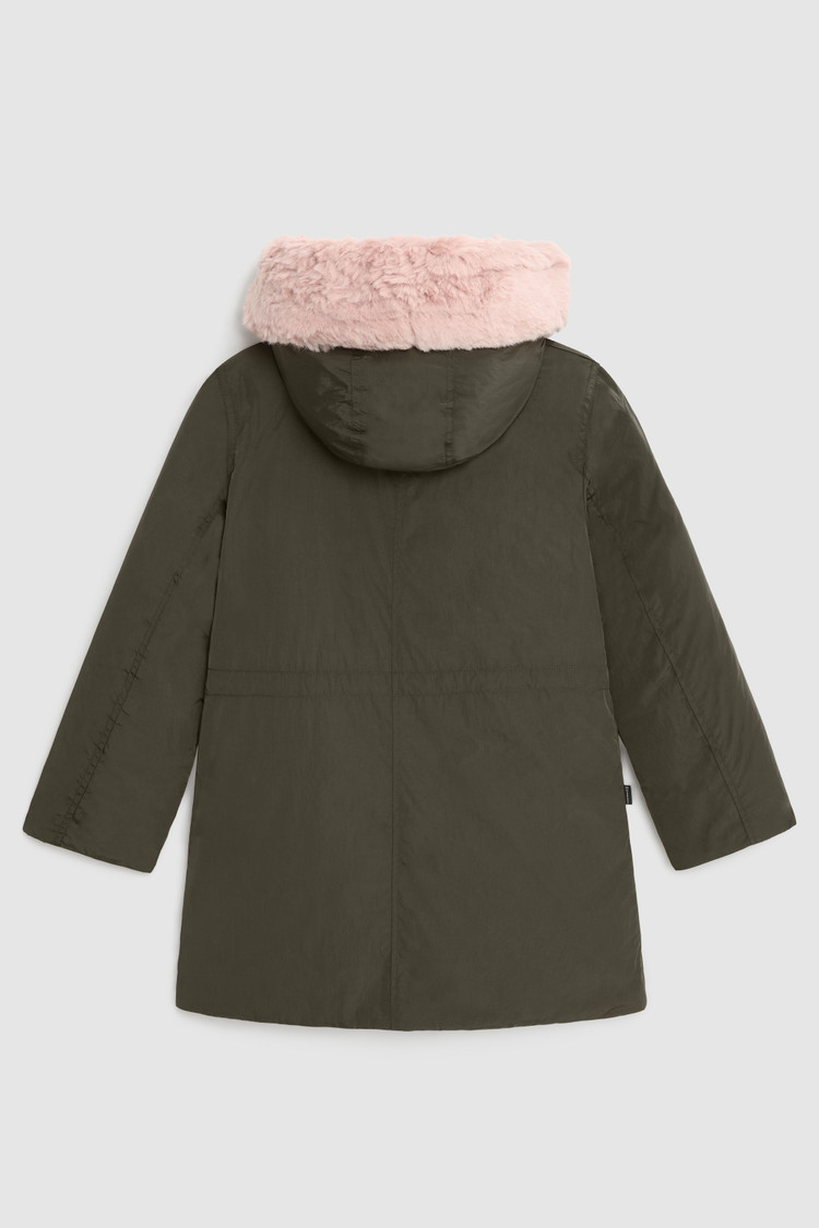 Girl's Literary Sleek Parka with faux fur